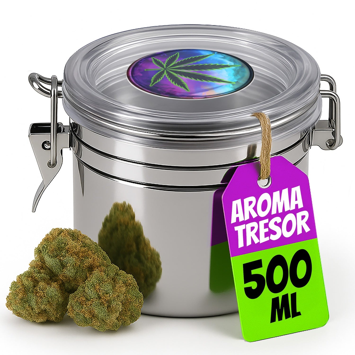 cannabis aufbewahrung edelstahl HOMEGROW24 Aroma-Tresor 500 ml – luftdicht, Edelstahl