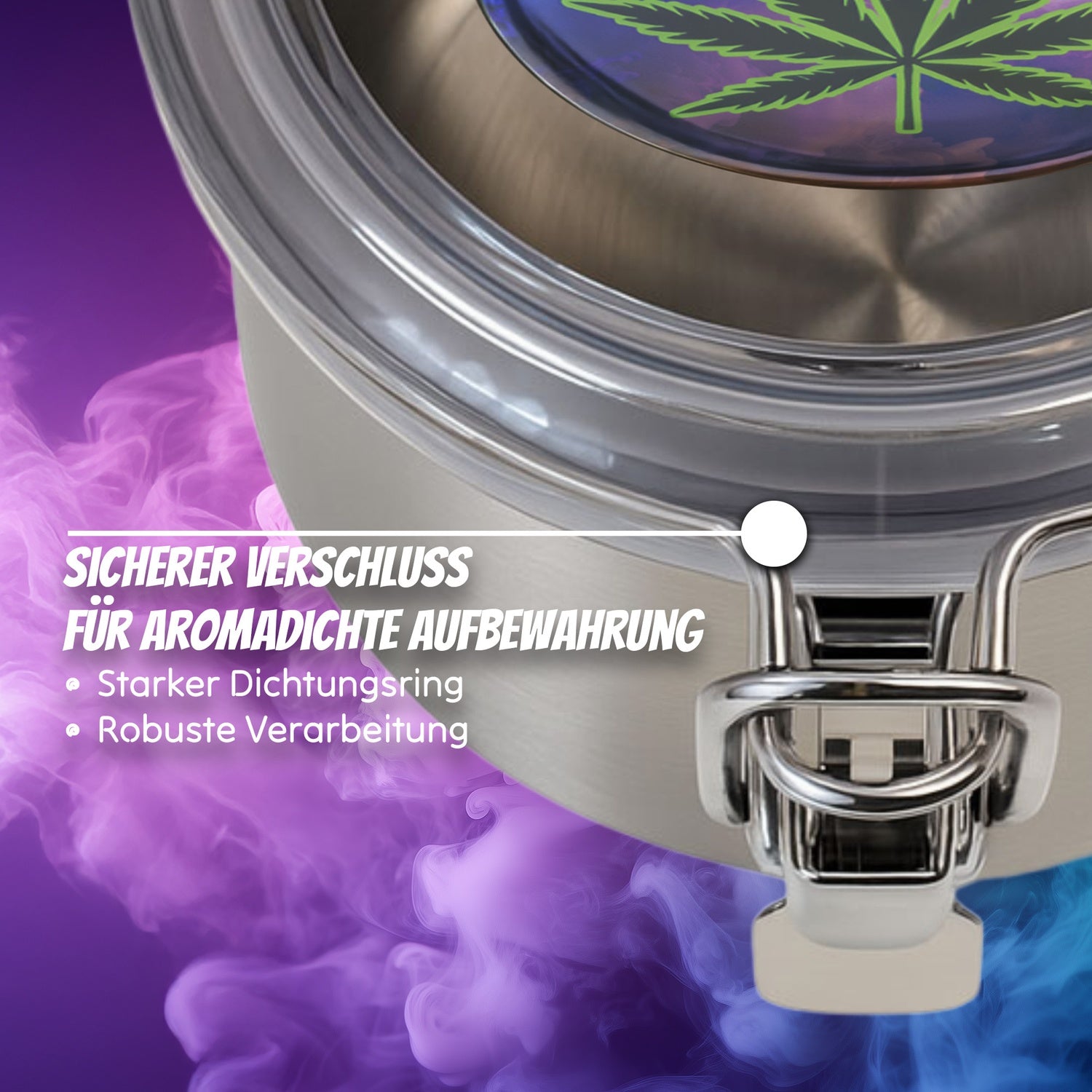cannabis aufbewahrung edelstahl HOMEGROW24 Aroma-Tresor 500 ml – luftdicht, Edelstahl